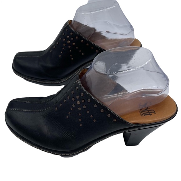 Sofft Black Leather Studs Mules Clogs Shoes Size 9 EUC - Picture 4 of 9